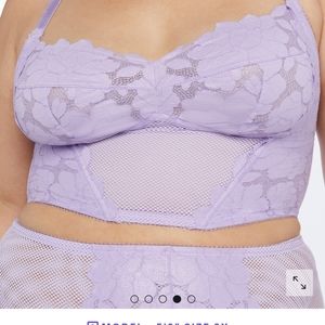 Savage X Fenty Floral Glow Lace Bustier Stone Purple 2X Shimmer floral sold out!